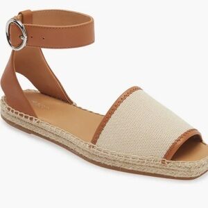 Rag & Bone Anteros Leather Espadrille Flats Tan Canvas Size 10 | NWT